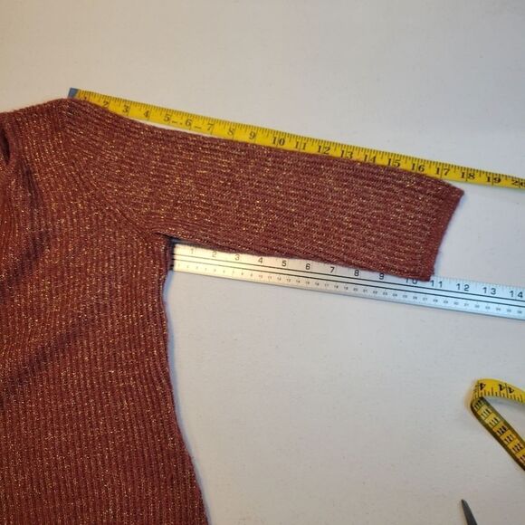 Fenn Wright Manson Dark Pink and Metallic Gold Knit Sweater Women's Size Large - Picture 6 of 10